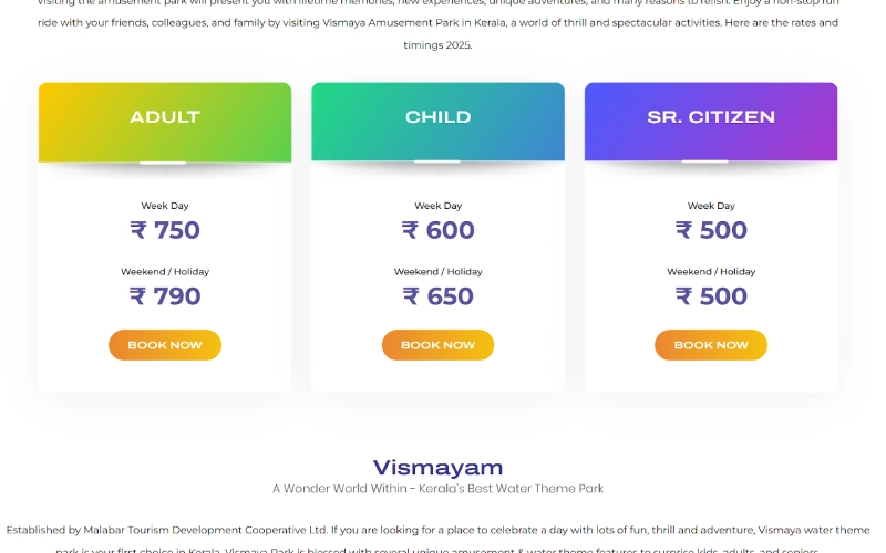 Vismaya Park Ticket Prices (Updated 2026)

