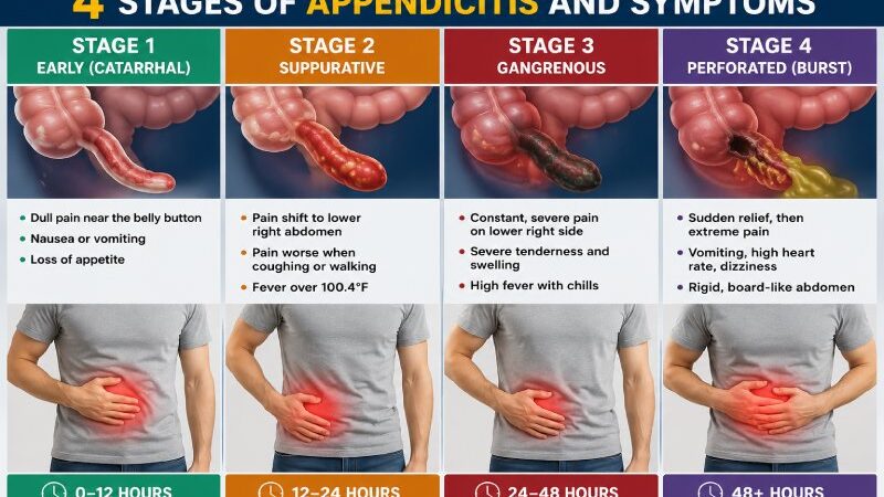 4 Stages of Appendicitis and Symptoms: Early Signs to Appendix Bursting 
